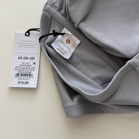 Shade & Shore Gray Ruched Bandeau Bikini Top|High-Waisted Bikini Bottom 2X. NWT - Picture 13 of 15